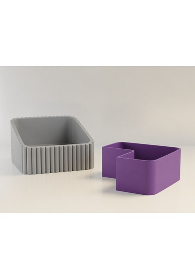 3d Baskı Fıstık Kasesi - Çift Hazneli Kabuk Ayırıcı Sunum Kasesi - Gri Mor