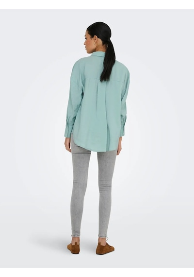 Only Onlzazima L/s Loose Wvn Noos Kadın Gömlek 15272523 Mint Yeşili