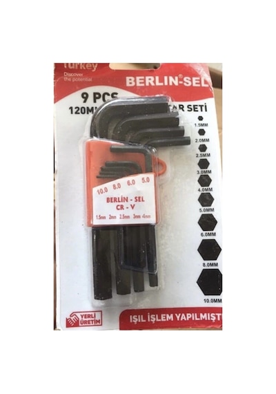 Tr Berlin Sel 9 Parça Düz Kısa Alyan Seti Siyah Allen Takımı Klozet Kapağı Vida Seti