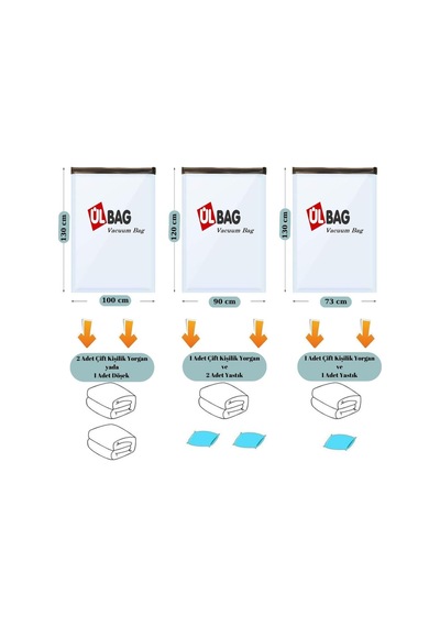 Kışlık Set 6'lı 75 Mikron Ekstra Kalın Vakumlu Hurç 2ad 80x100 2ad 90x120 2ad 100x130 Şeffaf
