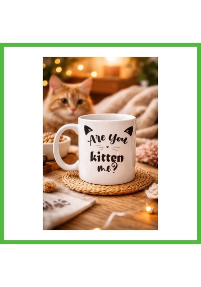 Vaveni Are You Kitten Me Yazılı Kedi Temalı Porselen Kupa Model 58 Sevimli Tasarım, Kahve & Çay Kupası Arz Diğer