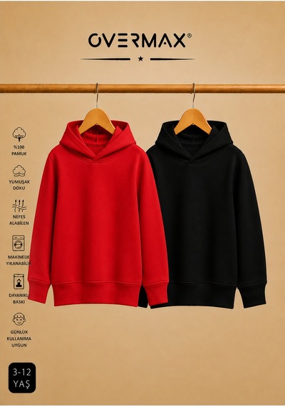 Overmax Çocuk 2 Li Sweatshirt Takımı 3-12 Yaş Siyah-kırmızı - 917353073 Siyah-kırmızı