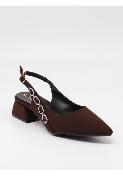 Nesilshoes Nesil Shoes Peri 3668 Kahve Saten Kadın Sandalet