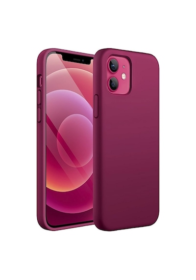 Apple Uyumlu iPhone 12  Silikon Kılıf - Pastel Renk Tonu Esnek Tam Koruma Kapak - Bordo