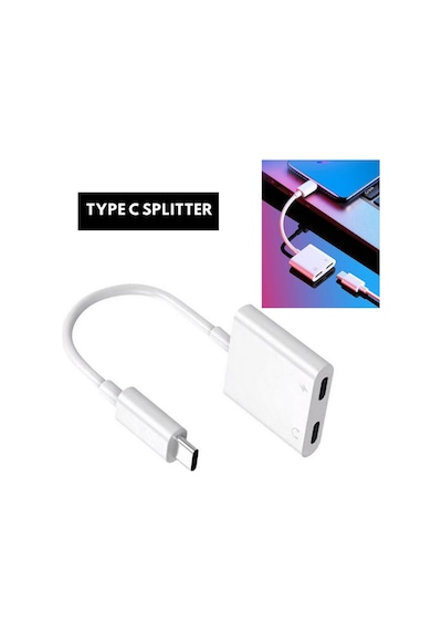 5067s Type C To Kulaklık Şarj Çevirici Çoklayıcı Adaptör Çoğaltıc
