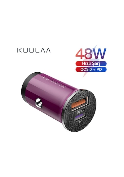 Kuulaa 42w Usb + Type-c Çift Çıkışlı Mini Hızlı Araç Şarj Cihazı- 5775 Mh-hs6626-0910