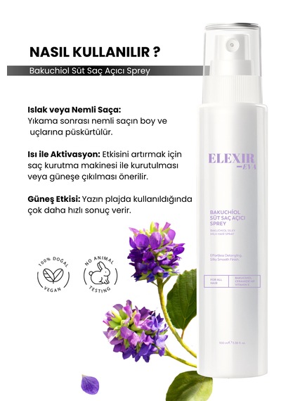 Bakuchiol Saç Bakım Sütü 100 Ml Elektriklenme Karşıtı & Parlaklık Veren