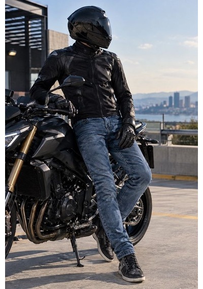 Venom Nova Pro Cordura Kevlar Motosiklet Pantolonu Mavi Korumalı Motorcu Kot Pantolon