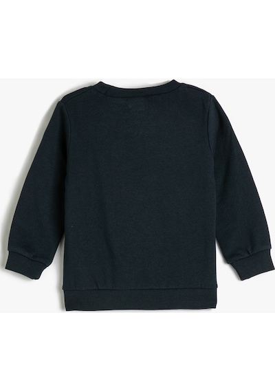 Koton Sweat Baskılı Uzun Kollu Bisiklet Yaka Lacivert 3smb10149tk 3SMB10149TKNA1 Lacivert