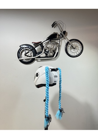 Motor & Motosiklet Mavi Çift Örgülü Saç Kask Dış Aksesuarı Diğer
