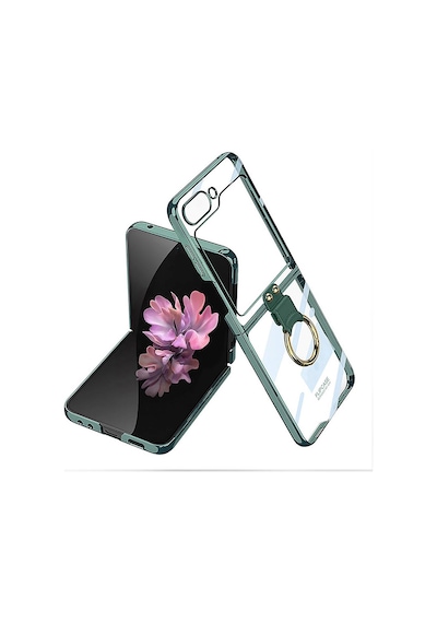 Galaxy Uyumlu Z Flip 6 Kılıf Zore Yüzüklü Kıpta Kapak Koyu Yeşil