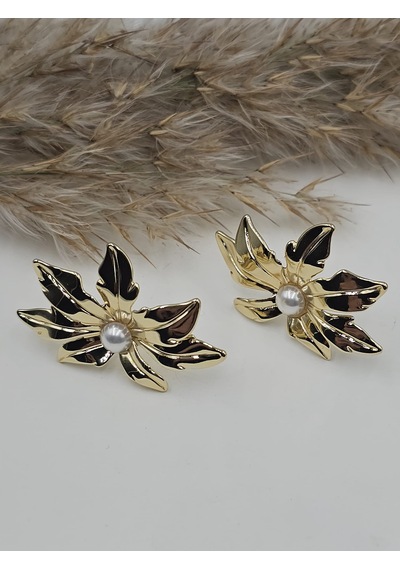 14k Mikron Altın Kaplama Lilyum Vintage Küpe Altın