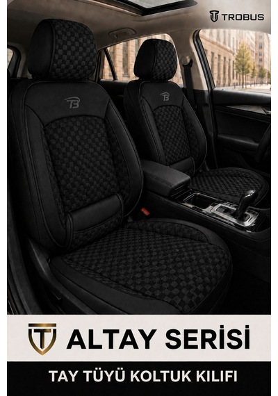 Mercedes E 2013 Ve Sonrası Uyumlu Altay Bel Destekli Tay Tüyü Siyah Koltuk Kılıfı Siyah