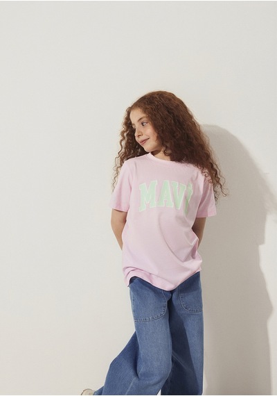 Mavi - Mavi Logo Baskılı Pembe Tişört 7610109-86953 Pembe