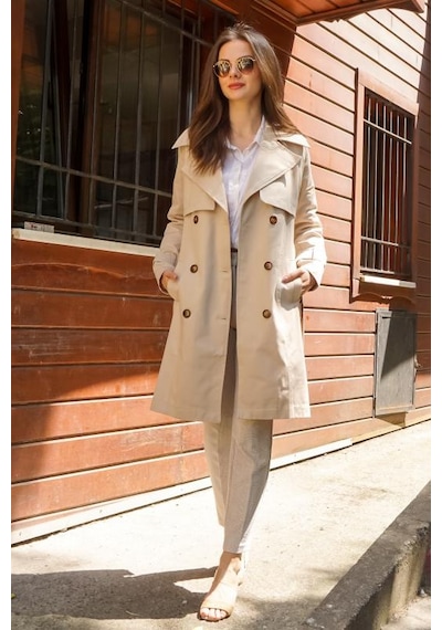 Pastelastore %100 Pamuk Gabardin Midi 95cm Astarlı Kemerli Kadın Trençkot 1113 Taş Rengi Taş Pastelastore %100 Pamuk Gabardin Midi 95cm Astarlı Kemerli Kadın Trençkot 1113 Taş Rengi Taş