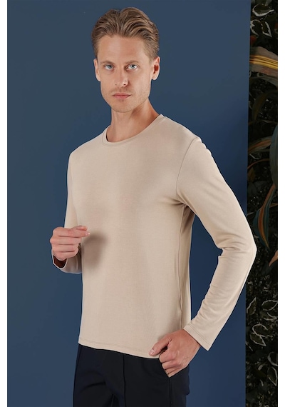 Efor Ts 870 Slim Fit Bej Spor T-shirt Bej
