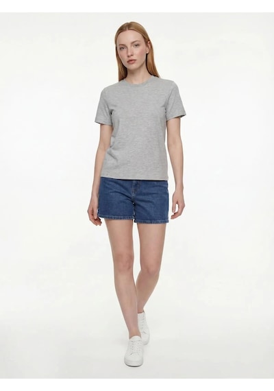 Boxy Fit Kadın Tshirt K.kol Gri