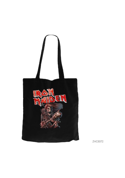 Iron Maiden Skull Siyah Kanvas Bez Çanta