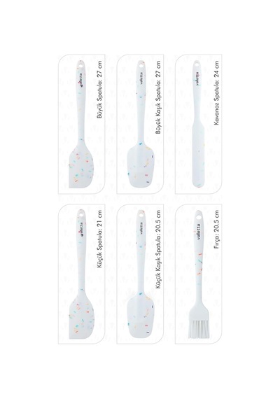 Valletta Drongo 6'li Spatula Set Beyaz Renkli Noktalı Genel