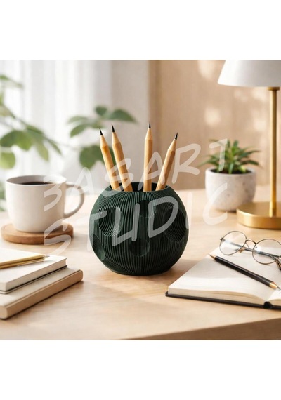 Minimalist Beyaz Kalemlik - Estetik Çalışma Masası Aksesuarı 3d Tasarım