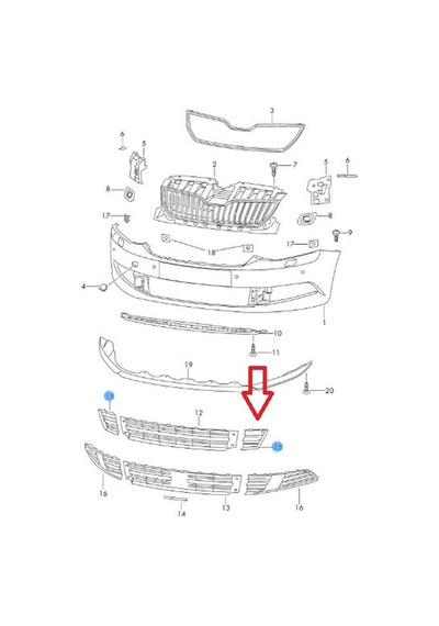 Skoda Fabia 2015Tampon Sis Farı Izgarası Sisli Sağ 6V0853666 9B9