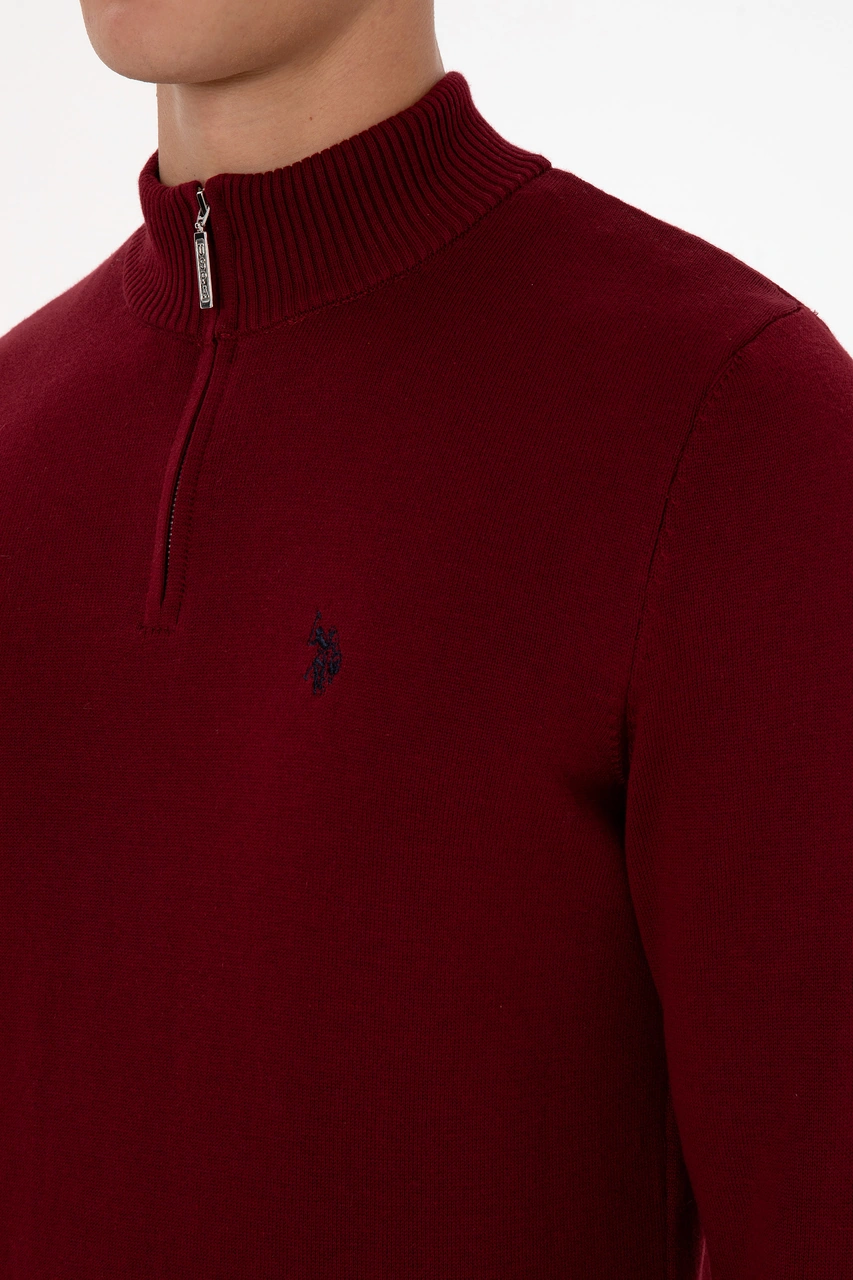 U.S. Polo Assn. Erkek Slim Fit Yarım Fermuarlı Bordo Basic Kazak 50313695-VR014 U.S. Polo Assn. Erkek Slim Fit Yarım Fermuarlı Bordo Basic Kazak 50313695-VR014