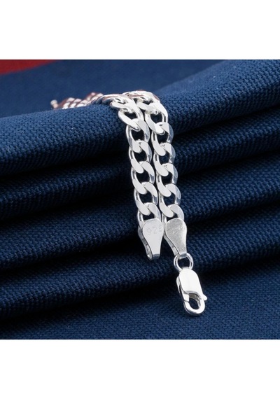 İpek Silver 925 Ayar Gümüş Gurmet Zincir Bileklik 5 Mm 21cm Çok Renkli