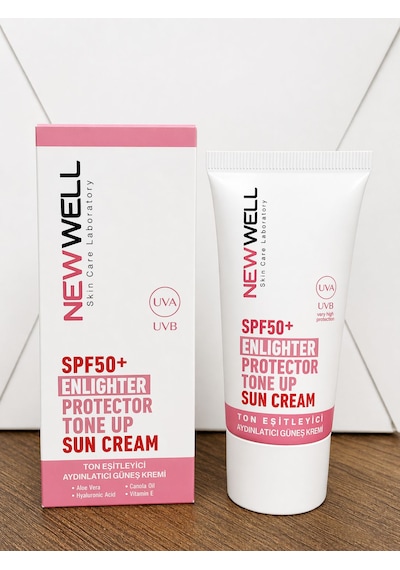 New Well Spf50+ Enlighter Protector Tone Up Sun Cream 50 Ml Ton Eşitleyici Aydınlatıcı Güneş Kremi Uva Uvb & Nemlendirici Etkili