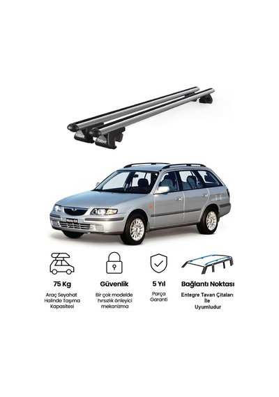 Venüs Mazda 626 Station Wagon 1997-2003 Uyumlu Gri Ara Atkı Port Bagaj Tavan Barı