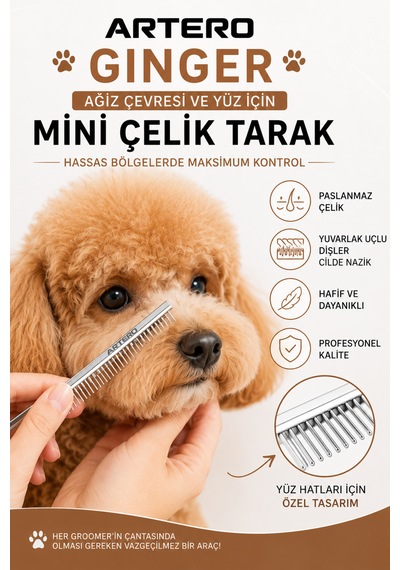 Artero Ginger Ağız Çevresi Ve Yüz İçin Mini Köpek Tarağı