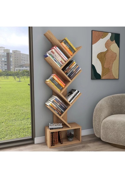 Reyo Home Enda Erine 8 Raflı Zikzak Kitaplık Atlantik Çam