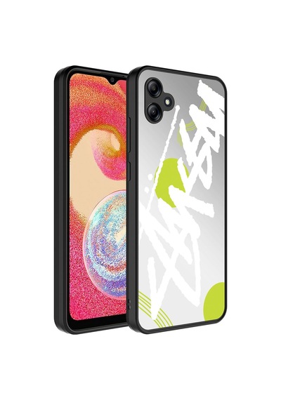 Kilifone - Galaxy A04e Uyumlu Kılıf Aynalı Desenli Kamera Korumalı Parlak Mirror Kapak - Yazı - T26815