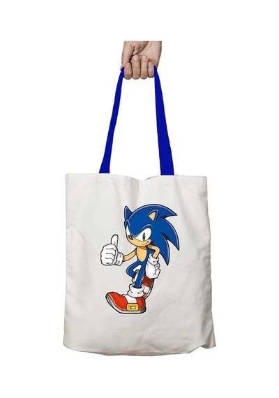 Art Hediye Mavi Kulplu Sonic İşte Tamam Yıkanabilir Omuz Çanta Çok Renkli