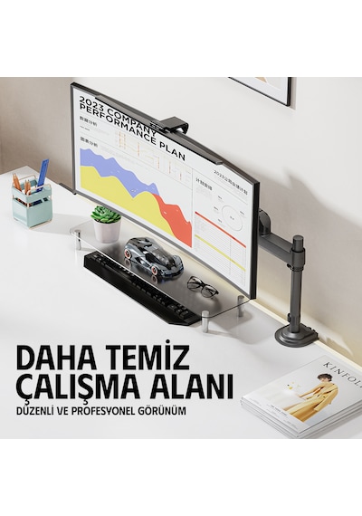 Monitör Standı North Bayou H100 2026 Yeni Model Amortisörlü Tekli Monitör Standı Gri 17-32 Inç - 2-9 Kg