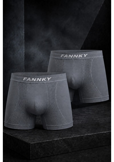 Fit Women Erkek Rahat Esnek Seamless 2 Li Gri Boxer