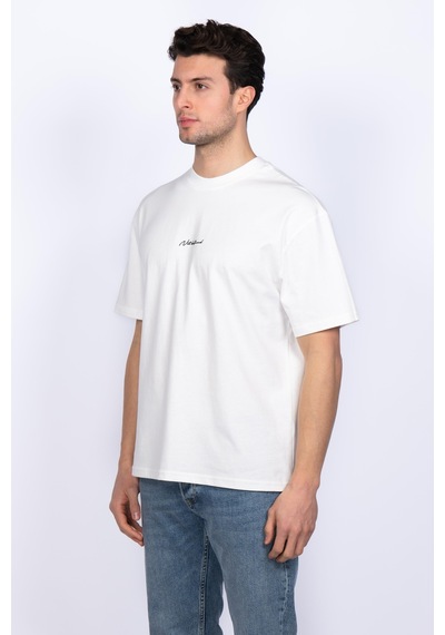 Hscstore Erkek Bisiklet Yakalı Basic Beyaz Tişört - 8410-beyaz Beyaz