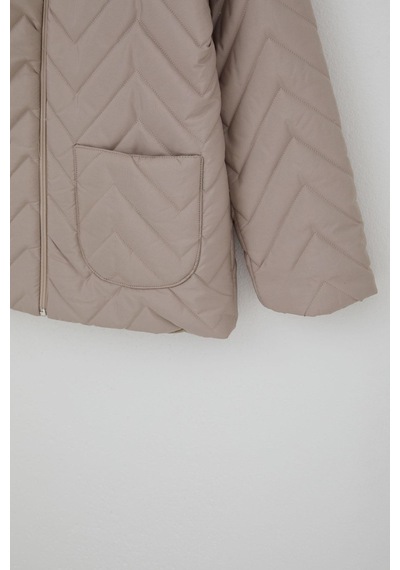 Reycan Erkek Çocuk Kapitone Mont Fermuarlı Peluş Detaylı 5-8 Yaş, Taş Taş