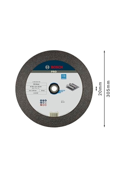 2608600706 Aksesuarı Metal Düz-ayırma Diski A 24 R Bf, 300 Mm, 20 Mm, 3,5 Mm