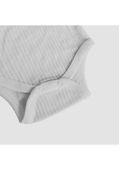 Novibaby 3-6 Ay Ribana Bebek Atlet Body Zıbın Beyaz Raporlu Çıtçıtlı 100% Pamuk Beyaz
