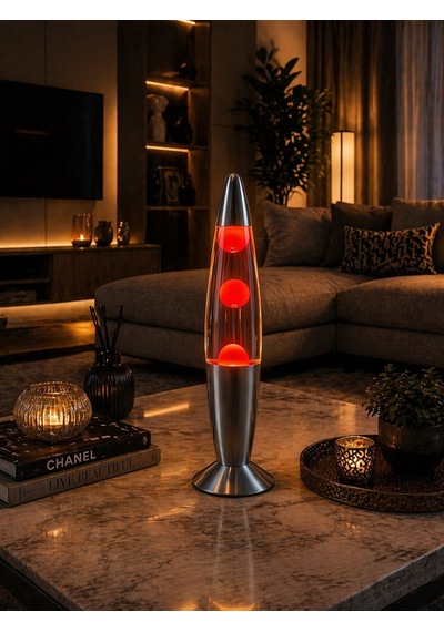 Lav Lambası Büyük Boy 41 Cm Kırmızı Atmosfer Işığı, Dekoratif Gece Lambası, Konsept Lamba Aydınlatma