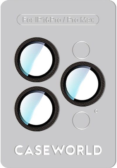 Apple Uyumlu   iPhone 16 Pro Max Caseworld Karbon Fiber Serisi Anti Reflective Kamera Lens Koruyucu Siyah