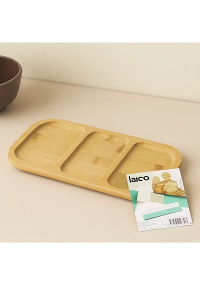Bambu 3 Bölmeli Sunum Tepsisi 25x14 Cm Açık Mavi