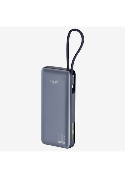 P131 Premium 130w Dijital Ekranlı Dahili Type-c Kablolu 20000 Mah Füme