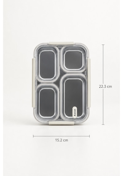 Steelock Paslanmaz Çelik Dört Bölmeli Yemek Kabı - 22 Cm Krem