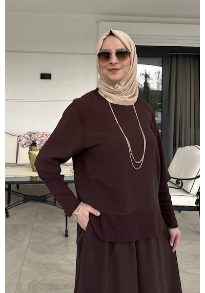 Rabia Şamlı Ela Modal Takım Kahve Çok Renkli