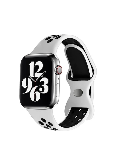 Wozlo Apple Uyumlu  Watch 1, 2, 3, 4, 5, 6, 7, 8, Se Nike Serisi Kordon S-m 42/44/45mm - Beyaz Siyah