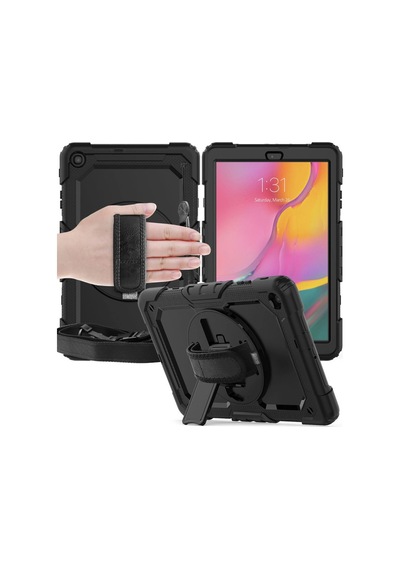 Samsung Galaxy T510 Tab A 10.1 Kılıf Pars Tablet Kapak - Siyah Arka Kapak