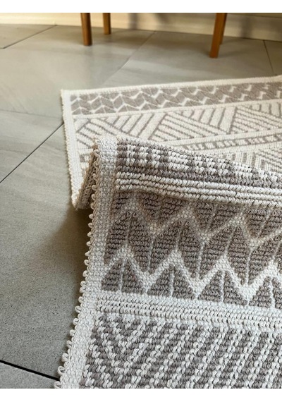 Marina Doğal Pamuklu 2'li Banyo Paspas & Halı Seti 60x100+50x60 Cm - Taş Taş
