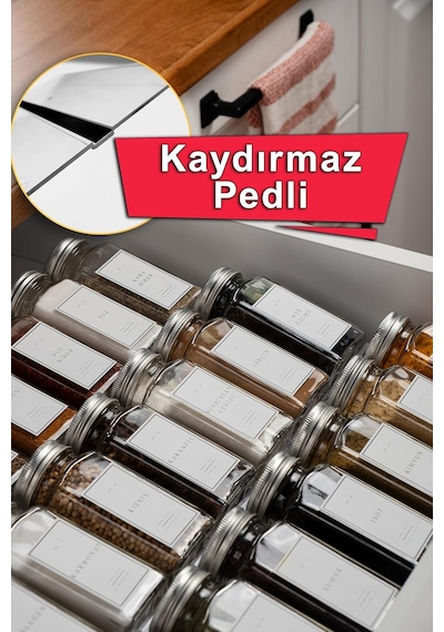 Mienda Home 2 Adet Kaydırmaz Pedli Şeffaf Stand Baharatlık Standı Çekmece Içi Düzenleyici Mh.ydk.plx2 Diğer