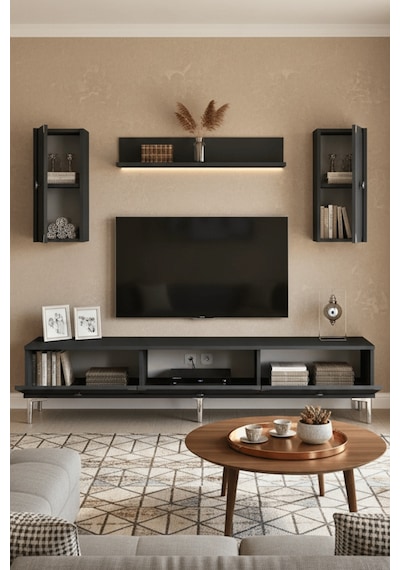 Tvr1897as - Alfa Tvr180 Tv Ünitesi Takım , Tv Sehpası Antrasit - Sılver 180cm Tvr1897as - Alfa Tvr180 Tv Ünitesi Takım , Tv Sehpası Antrasit - Sılver 180cm